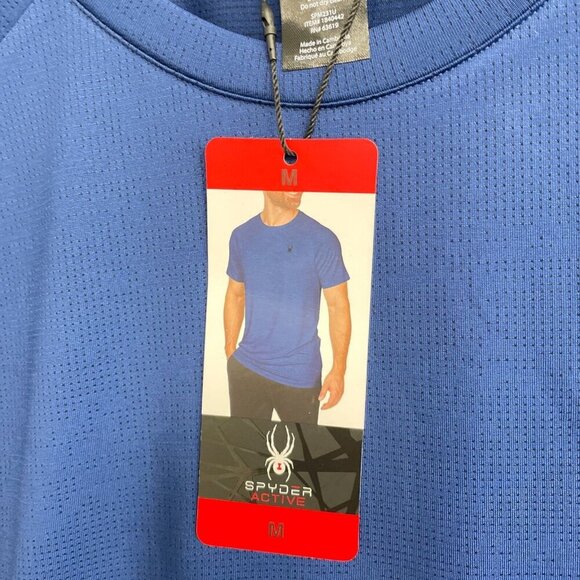 NEW Spyder Active Men's M Blue Short Sleeve Performance T-Shirt Polyester G51 - Picture 5 of 7